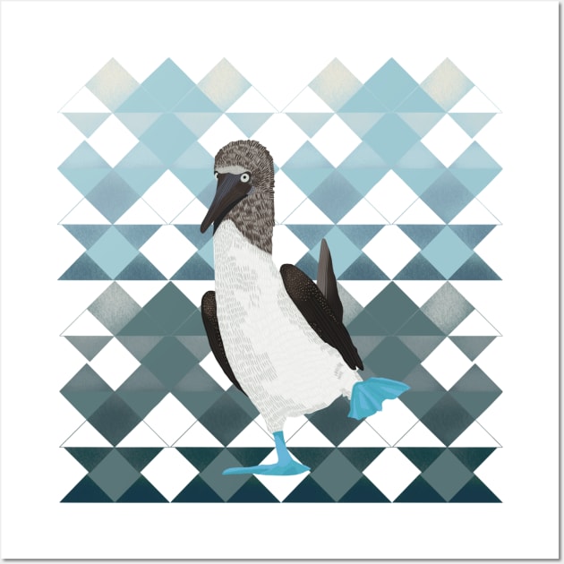 Booby Bird on Geometric Pattern Wall Art by Suneldesigns